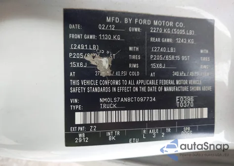 2012 Ford Transit Connect Xl z USA, uszkodzony, nr VIN NM0LS7AN8CT097734